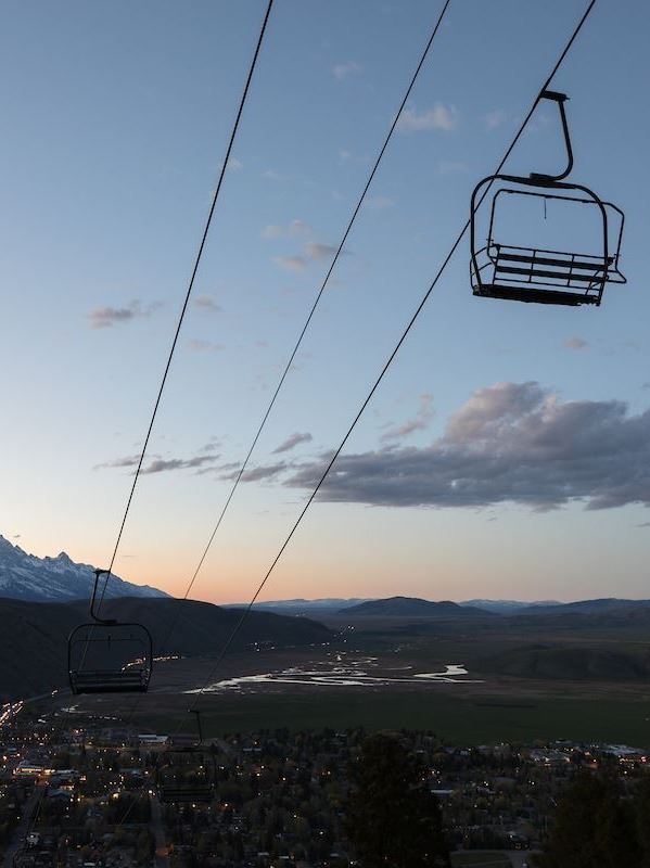 Town at Dusk with Snow King Chairlifts